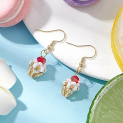 Висячие серьги из стеклянных бусин ручной работы в форме стаканчика мороженого для женщин EJEW-MZ00392