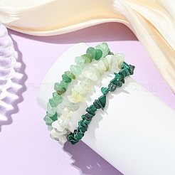 天然のミックスジェムストーンチップビーズを使用した、女性向けのマルチ連ブレスレット  304ステンレススチールのロブスタークロウ留め金付き  7.01インチ（17.8cm）&nbsp;BJEW-JB13986-01