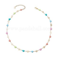304 нержавеющая сталь эмалированная цветная цепочка в форме сердца для женщин&nbsp;NJEW-JN05165