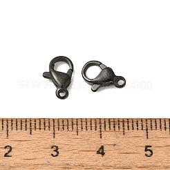 イオンプレーティング（IP）研磨316サージカルステンレススチールカニカン  オウムトリガークラスプ  ブラック  12x7x3.5mm  穴：1mm&nbsp;STAS-R072-13A-B
