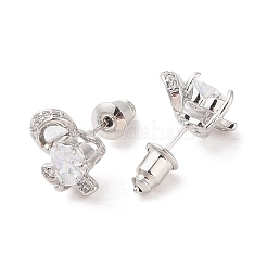 Серьги-гвоздики из латуни с микропаве из кубического циркония&nbsp;EJEW-I304-06P-08