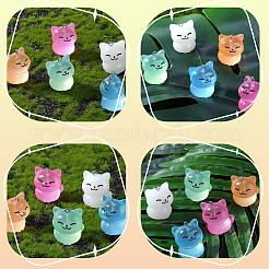 30 個 5 色の蓄光透明樹脂ペンダント  暗闇で光る3D猫チャーム  304ステンレススチールループ付き  ミックスカラー  27.5x22x19.5mm  穴：2mm  6個/カラー&nbsp;RESI-SZ0003-41