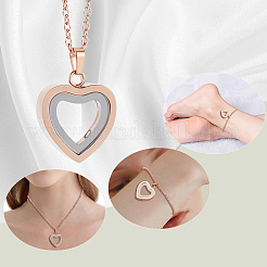 1 pezzo di collana con ciondolo a forma di cuore in acciaio inossidabile per urna portacenere&nbsp;NJEW-CN0001-17RG