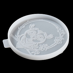 Плоский круглый коврик для чашек с совой и цветком своими руками&nbsp;LS-SIL-F007-06A