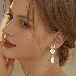 5 пара сережек-гвоздиков из латуни с прозрачным кубическим цирконием&nbsp;KK-BBC0018-46