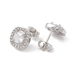 Orecchini quadrati con zirconi cubici e strass&nbsp;EJEW-A080-06M-P