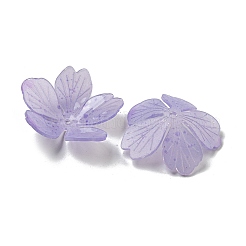 熱収縮プラスチックビーズキャップ  5  - 花びらの花  パープル  26x28x1mm  穴：1.6mm&nbsp;SACR-M007-05B