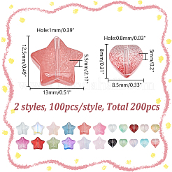 200шт 2 стиля прозрачные стеклянные бусины GLAA-AR0001-72