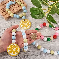 6 шт. подвеска в 6 стилях из дерева и бахромы с бусинами HJEW-CF0001-15