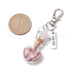 Натуральный аквамарин и родонитовый осколок внутри ангела HJEW-JM02411