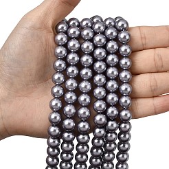 Круглые бусины из экологически чистого окрашенного стекла с жемчугом&nbsp;HY-A002-10mm-RB028