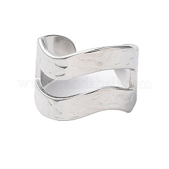 変色しない304ステンレススチール中空ウェーブオープンカフリング  ステンレス鋼色  内径：19mm&nbsp;RJEW-D006-08P