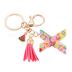 Porte-clés en résine avec lettres sur le thème des fruits&nbsp;KEYC-TAC0033-02X