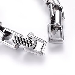 レトロ 304 ステンレススチール ベネチアンチェーン ブレスレット  スプリングリングの留め金と  アンティークシルバー＆ステンレス鋼の色  8-5/8インチ（22cm）  12x5.5mm&nbsp;BJEW-L631-24ASP