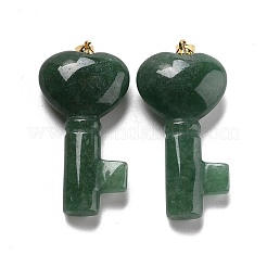 混合天然石ペンダント  ゴールド真鍮丸カン付き  ハートの鍵  43x22x10.4mm  穴：3.8x5mm&nbsp;G-B020-05G
