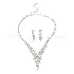 Комплект из серег и ожерелий с подвесками в форме бабочек из латуни и страз для женщин SJEW-M102-06S