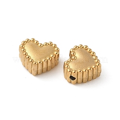 304ステンレススチールビーズ  18KGP本金メッキ  ハート  8.5x10x4.5mm  穴：1.4mm&nbsp;STAS-V010-01G-02
