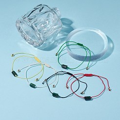天然エメラルドコラム編みビーズブレスレット  女性のための宝石用原石の調節可能なブレスレット  ミックスカラー  0.1cm  内径：2-1/4~3-3/4インチ（5.8~9.6cm）&nbsp;BJEW-JB07908