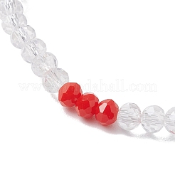 女性用電気メッキガラスビーズストレッチブレスレット  蝶のチャーム  レッド  内径：2-1/4インチ（5.8cm）&nbsp;BJEW-JB11397-03