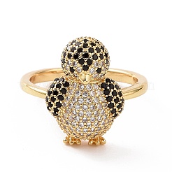 Открытое кольцо-манжета с кубическим цирконием и пингвином RJEW-G283-02G