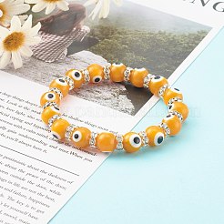 Круглые стрейч-браслеты из бусин лэмпворк с дурным глазом&nbsp;BJEW-JB06211