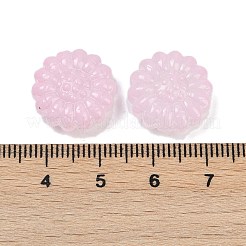 透明ガラスビーズ  花  焼き付け塗料  ピンク  16x15.5x7.5mm  穴：1.2mm&nbsp;LS-DGLA-E004-05F