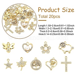 20 pièces 10 styles pendentifs en alliage strass&nbsp;ALRI-YW0001-37