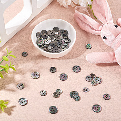 60 шт. 3 стиля натуральных черных пуговиц-ракушек для губ BUTT-TA0001-25