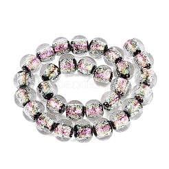手作りの箔ガラスビーズ連売り  ロンデル  パールピンク  11.5~12x9.5~10mm  穴：1.2~1.6mm  約30個/連  11.42~11.81インチ（29~30cm）&nbsp;FOIL-Q002-01A-05
