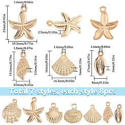 56 шт. 7 стиля подвески из сплава с морскими животными светло-золотого цвета&nbsp;FIND-SC0012-78