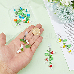 16スタイルプラスチックモバイル防塵プラグ8個  手作りのランプワークとアクリルパーツ付き  キノコ  プラチナ  ミックスカラー  92mm&nbsp;HJEW-DR00281