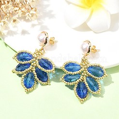 Серьги-гвоздики ручной работы из семян&nbsp;EJEW-MZ00226