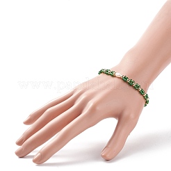 Bracciale da donna con semi di vetro e imitazione di perle di fiori intrecciati con perline di fiori&nbsp;BJEW-JB08559