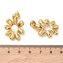 女性用304ステンレススチールスタッドピアス  花  イオンプレーティング（ip）  ゴールドカラー  26x20mm&nbsp;EJEW-K333-13G