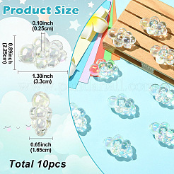 10шт УФ-покрытие прозрачные радужные переливающиеся акриловые бусины&nbsp;PACR-YW0001-45