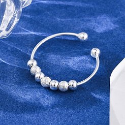 Вращающиеся 925 открытые манжетные кольца из стерлингового серебра RJEW-S624-06S