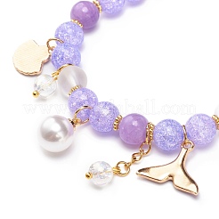 Pulsera elástica con cuentas de jade amarillo natural y cuarzo craquelado sintético&nbsp;BJEW-JB08527
