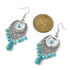 Длинные серьги-капли из синтетической бирюзы EJEW-JE05389-02