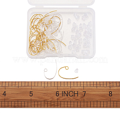 真鍮のピアスフック  耳ワイヤー  テクスチャ  プラスチック製のピアスキャッチで  ミックスカラー  19x12mm  穴：2mm  20ゲージ  ピン：0.8mm / 4x4mm  穴：1mm  80個/箱&nbsp;STER-TA0001-02
