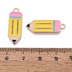 合金エナメルチャーム  鉛筆チャーム  ライトゴールド  ゴールド  25x8.5x1mm  穴：1.8mm&nbsp;ENAM-Q004-01KCG-08