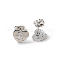 Серьги-гвоздики из латуни с микропаве из прозрачного кубического циркония EJEW-K299-01P-K