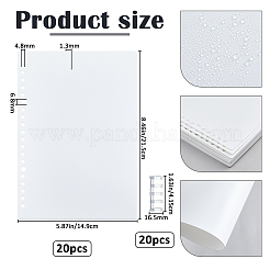 クリップ付きPPプラスチック取り外し可能なバインダーカバー  長方形  ホワイト  215x149x1.3mm  穴：4.8mm/ 6.8mm&nbsp;OFST-WH0004-113A-01