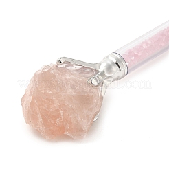 Необработанный натуральный розовый кварцевый чип на верхней части шариковой ручки AJEW-G063-01A