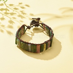 Bracelet en perles rectangle d'agate indienne naturelle&nbsp;BJEW-JB08198-02