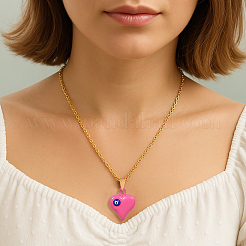 5 шт. 5-цветный сплав сердце с кулоном в виде сглаза для женщин&nbsp;NJEW-HY0001-24