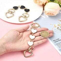 合金エナメルハートリンクバッグチェーン  回転式ナスカン付き  バッグ交換用アクセサリー用  ライトゴールド  ブラック  16.6cm&nbsp;FIND-YW00003-01