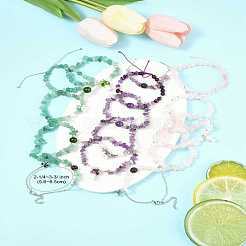 15шт 5 стиля 3 цвета натуральный смешанный камень бусин браслеты наборы BJEW-FS00018