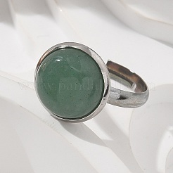 Anelli per dita in avventurina verde naturale semi-tonda&nbsp;RJEW-M062-01P-21