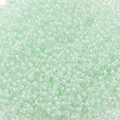 トーホー 8/0ラウンドビーズ  日本製シードビーズ  （ミント裏地付きクリスタル1065)個  3mm  穴：1mm  約222PCS /ボトル  10 G /ボトル&nbsp;SEED-JPTR08-1065
