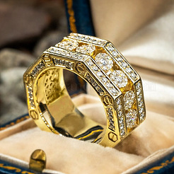 Кольца для мужчин с микропаве из прозрачных кубических цирконий из латуни FS-WG63B19-05
